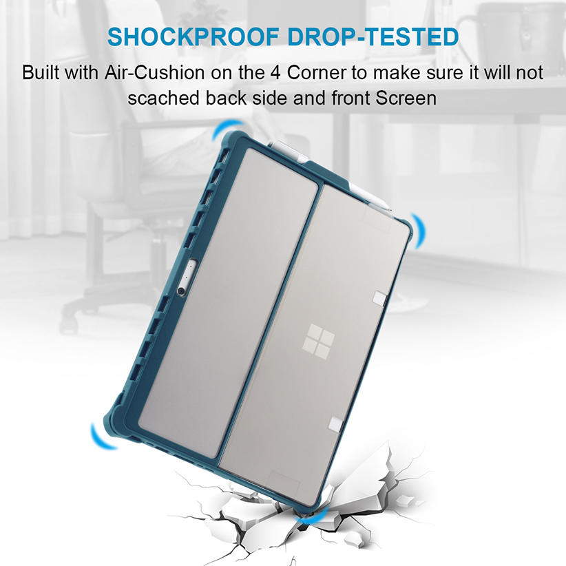 Hard Case for Microsoft Surface Pro 7 Plus/Pro 7/ Pro 6/ Pro 5/ Pro LTE, Shockproof Folio Protective Rugged Cover Compatible with Type Cover Keyboard + Original Kickstand (Frost Clear)
